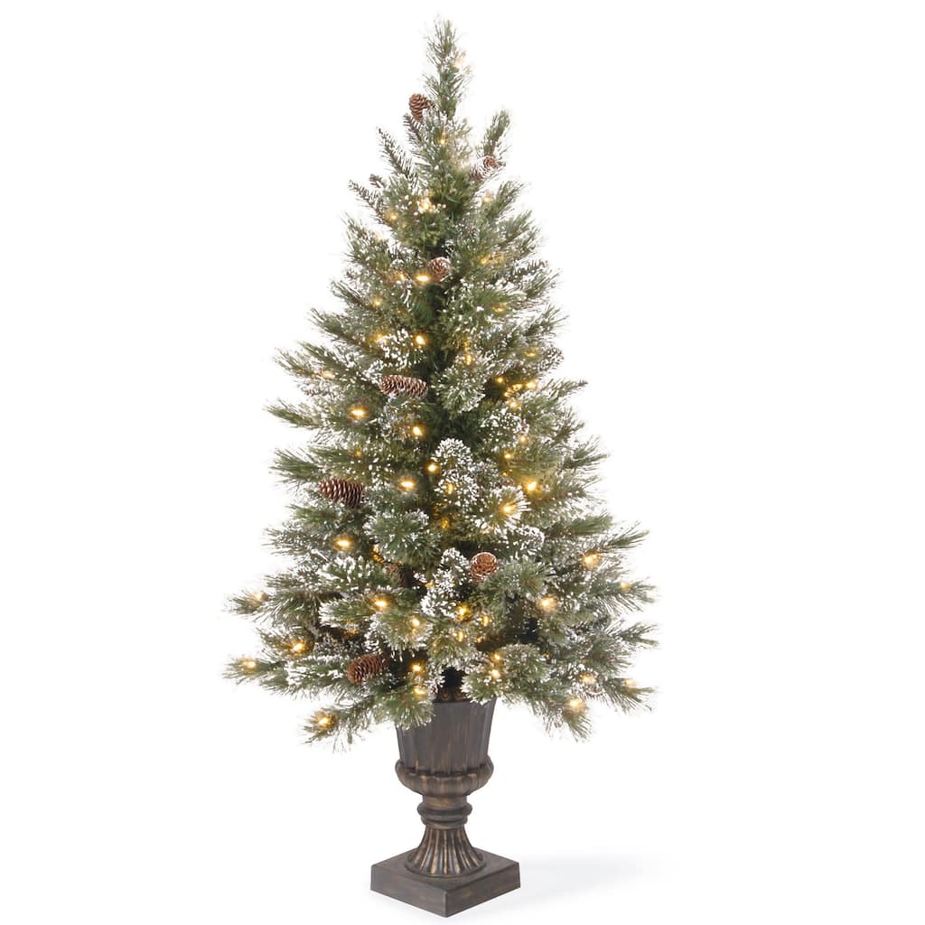 National Tree Company 4 ft. Glittery Bristle Pine Entrance Tree with Twinkly LED Lights - 4 Foot
