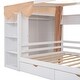 preview thumbnail 32 of 97, House Bed with Curtain Fabric and Built-in Wardrobe & 2 Drawers