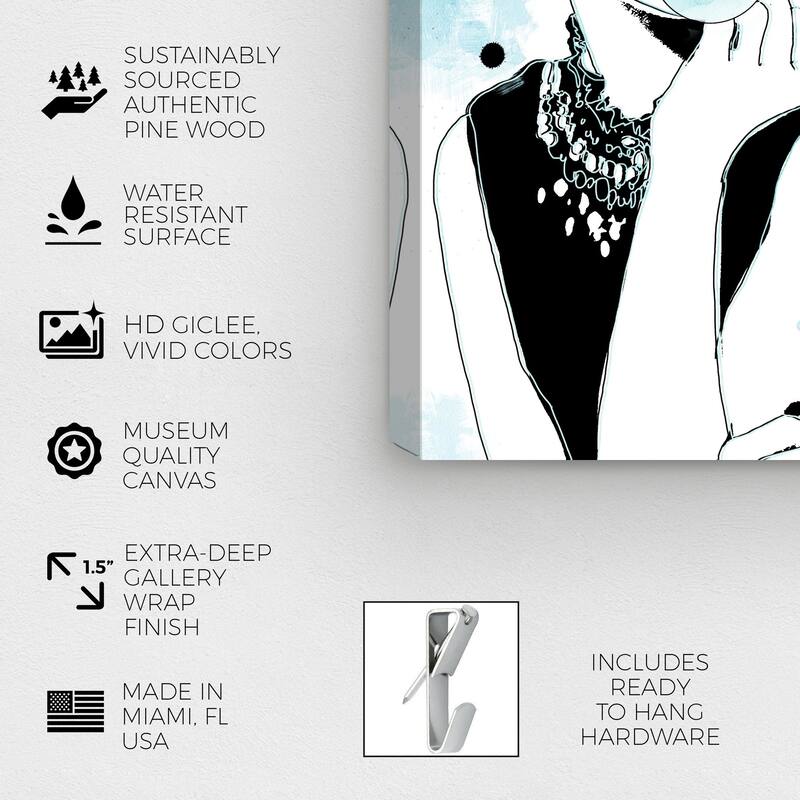 Wynwood Studio Fashion and Glam Splatter Icon Blue and Light Blue Glam Wall Art Canvas Print