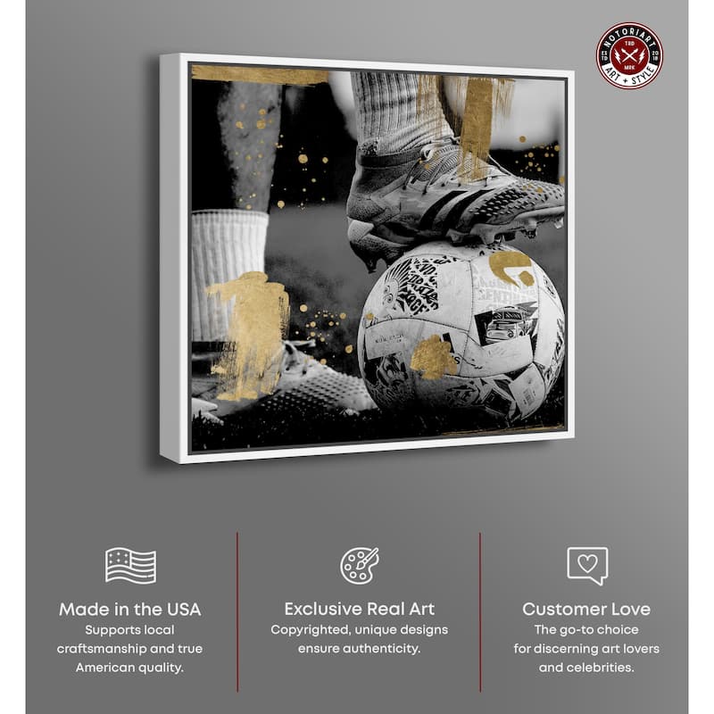 Notoriart Soccer Cleats Framed Soccer 1 Piece Canvas Wall Art
