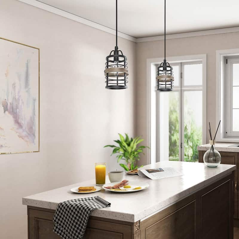 Carbon Loft Farmhouse 1-Light Cage Island Pendant Light - D4.7"*H7.9"