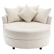 preview thumbnail 47 of 57, Roomfitters Modern 360° Swivel Barrel Chair with Hidden Storage Ottoman, Chenille Upholstery and Four Pillows