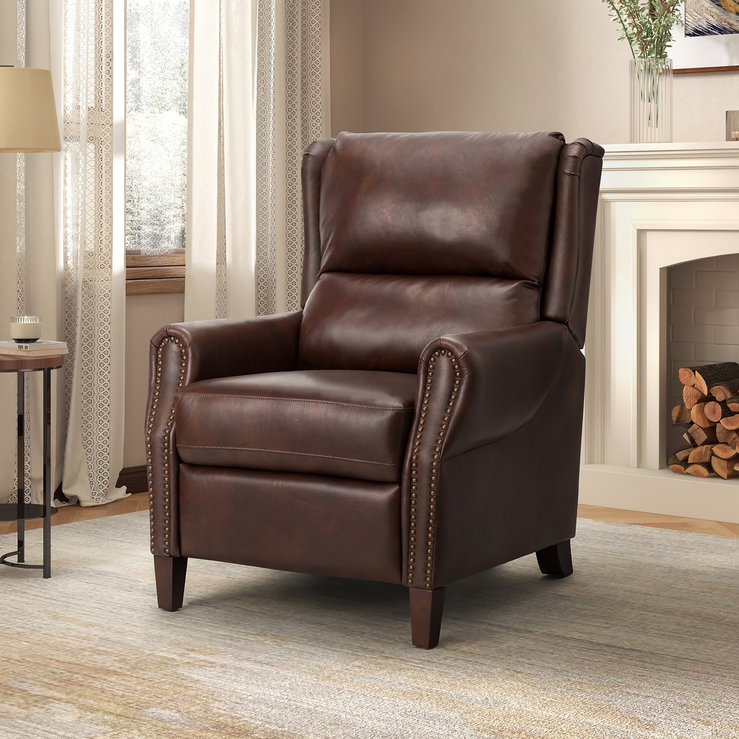 Genuine leather outlet manual recliner