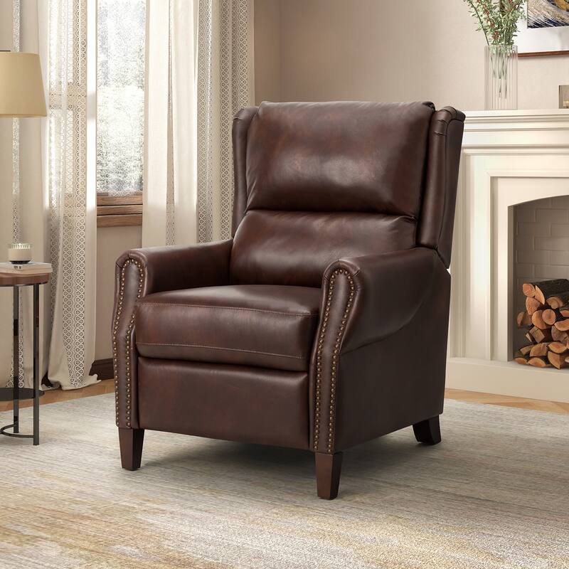 Alicia 32.68" Wide Genuine Leather Manual Recliner - CHOCLATE