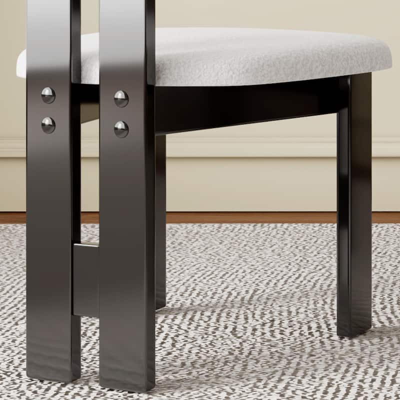 Set of 2 Modern Dining Chairs, Pure White Velvet Upholstery & Solid Wood Frame, Vertical Backrest Kitchen Chairs