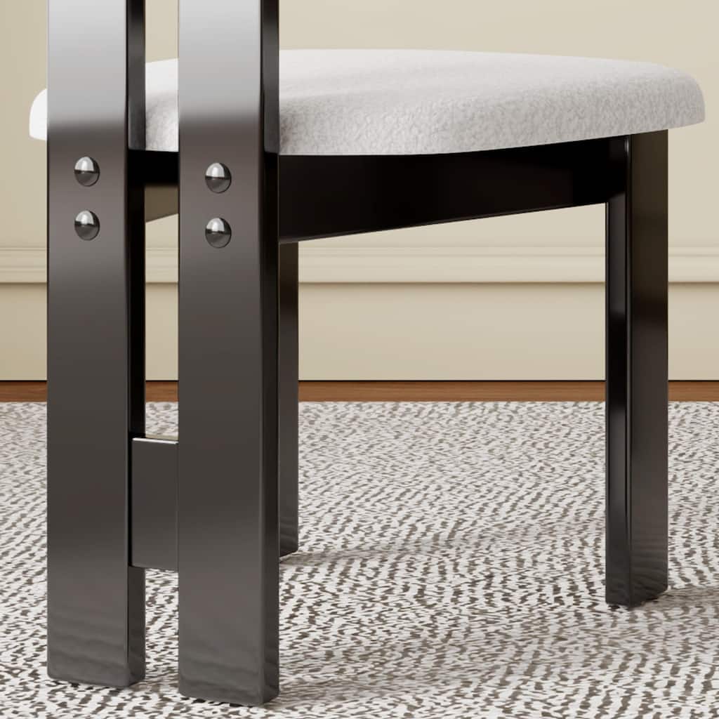 Velvet Upholstered Dining Chairs Set of 2, Kitchen Chairs with Curved Backrest, Armless Accent Chairs with Wood Legs