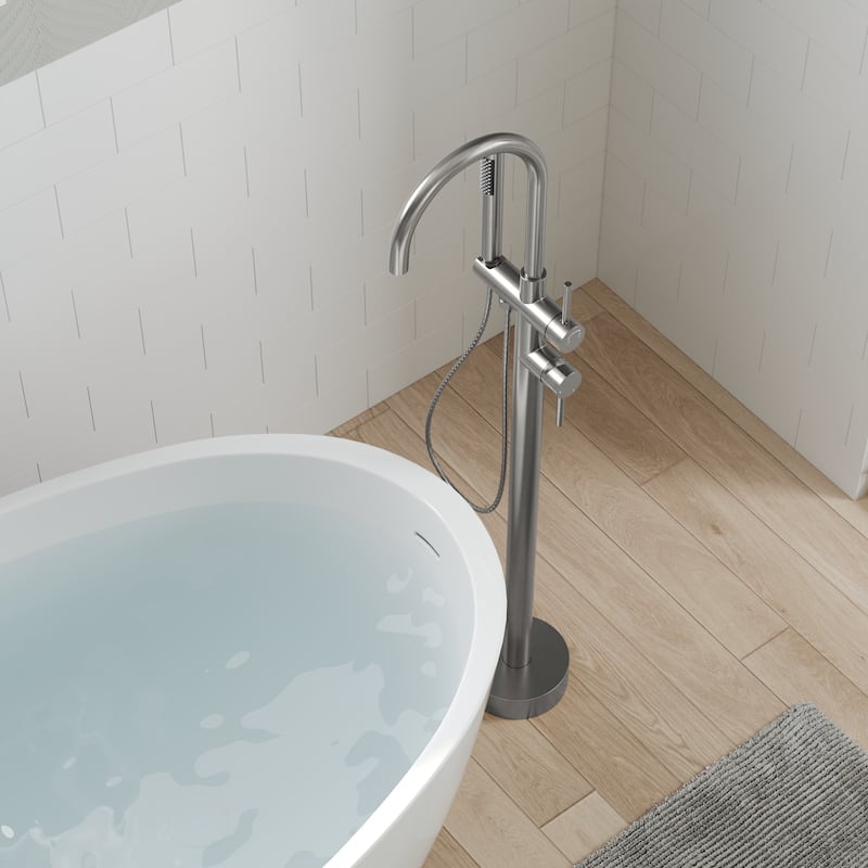 GRANDJOY 1-Handle Freestanding Tub Faucet with Integrated Hand Shower
