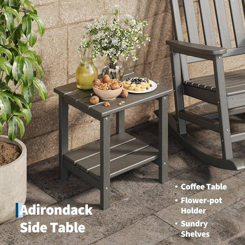 2 PCS HDPE Rocking Chair Outdoor, Porch Rocker Chairs for Patio Front Porch with 1 Table