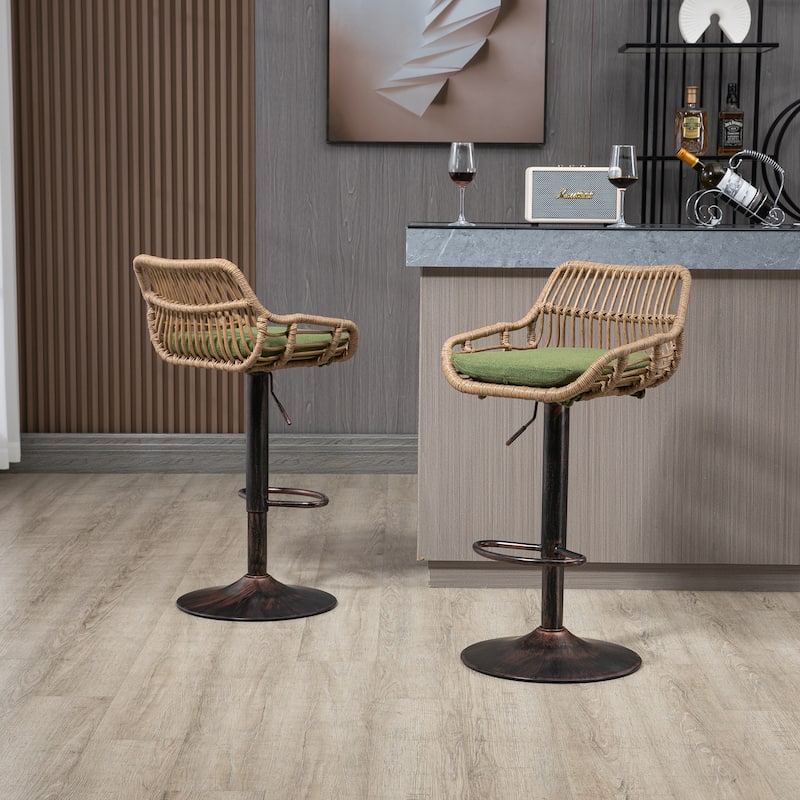 Roomfitters Swivel Bar Stools, Adjustable Counter Height Chairs with Footrest for Kitchen or Dining Room, Set of 2