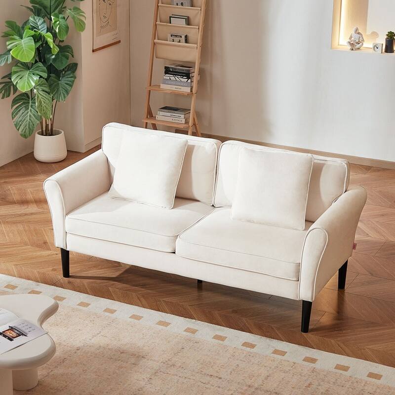 Two-Seater Velvet Loveseat Sofa with Soft High-Density Cushions for Living Room or Hallway - 69.3” x 29.5” x 31.5”