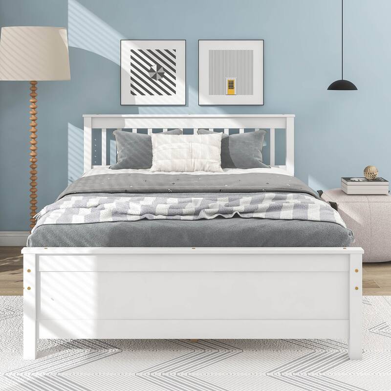 Platform Pine Wooden Bed with Headboard & Footboard