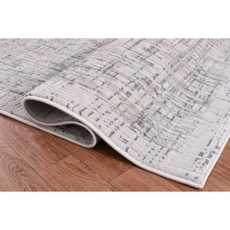 Nevada Collection Abstract Hash Design Neutral Area Rug
