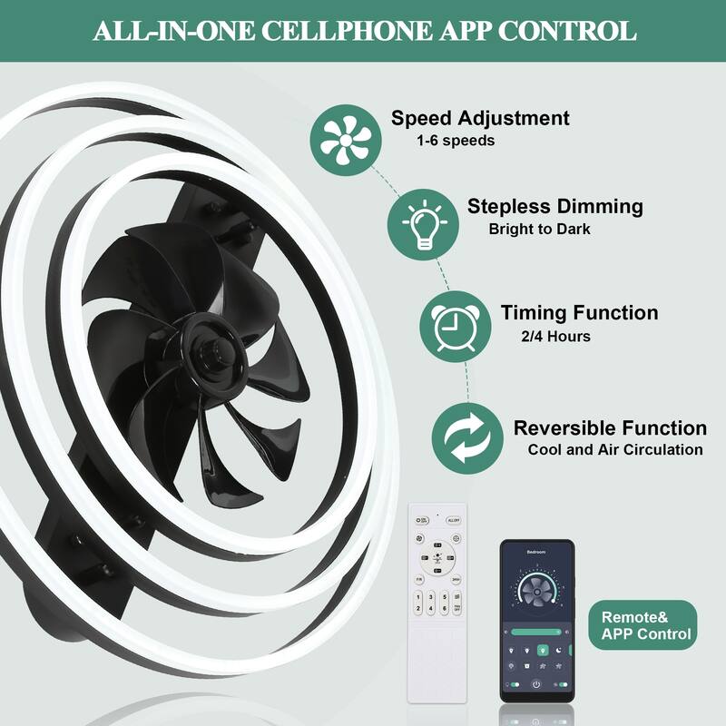 Cusp Barn 24 Inch Low Profile DIY Shape Ceiling Fan with Lights, Flush Mount Silent DC Motor Fandelier, Dimmable LED Lighting
