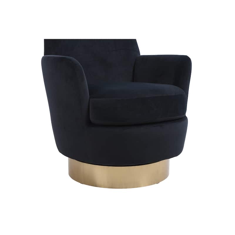 Swivel Accent Chairs Armchair for Living Room, Reading Chairs , Round Barrel Chairs with Gold Stainless Steel Base