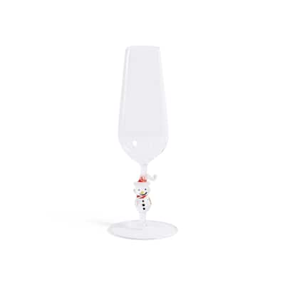 Snowman Sips Champagne Flutes, Set of 4, Festive Holiday Glassware