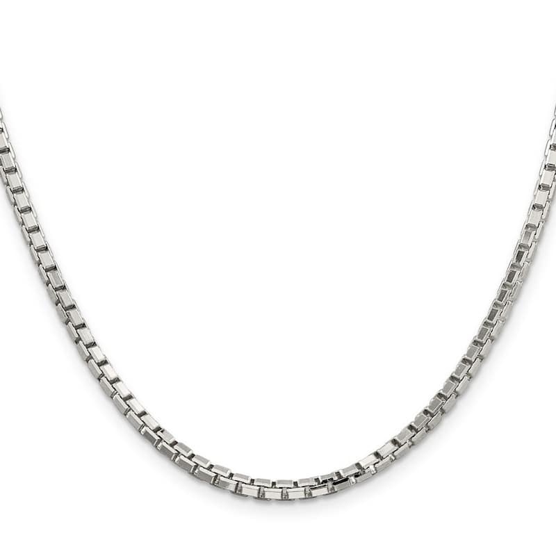 Curata 925 Sterling Silver Solid 3.2mm Box Chain Necklace for Men (Lobster)