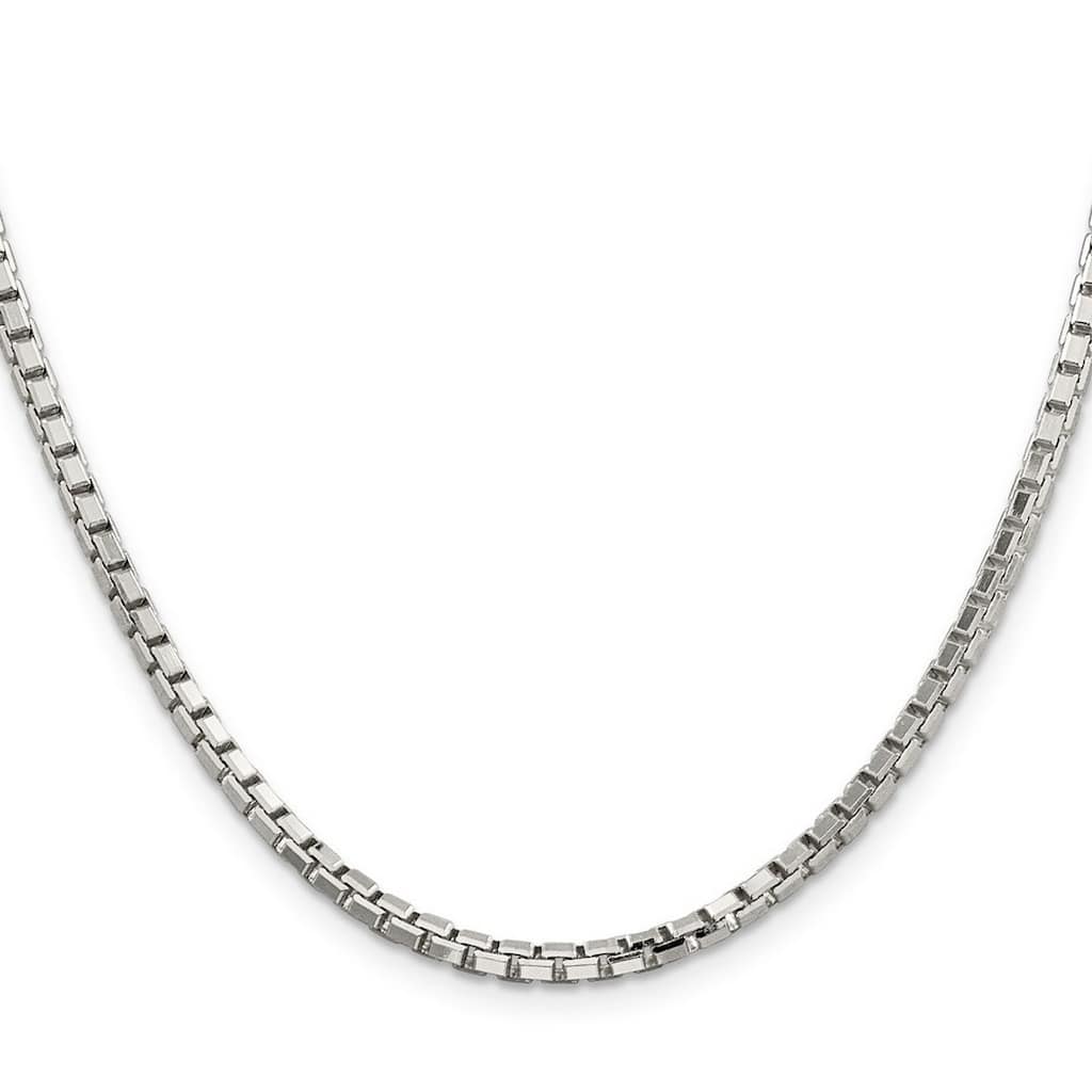 Curata 925 Sterling Silver Solid 3.2mm Box Chain Necklace for Men (Lobster)
