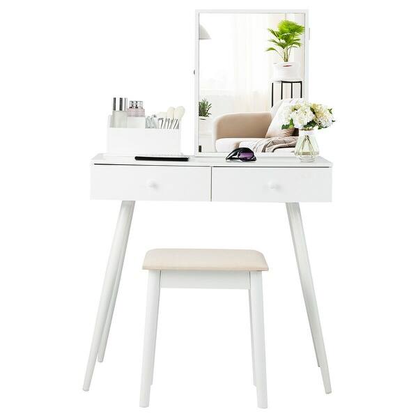 Shop Costway Vanity Table Dressing Table Lockable Jewelry Armoire