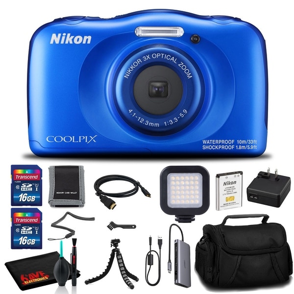 Nikon COOLPIX W100 Digital Camera(Blue) - Case, 16GB SD, Tripod, Case,. Opens flyout.