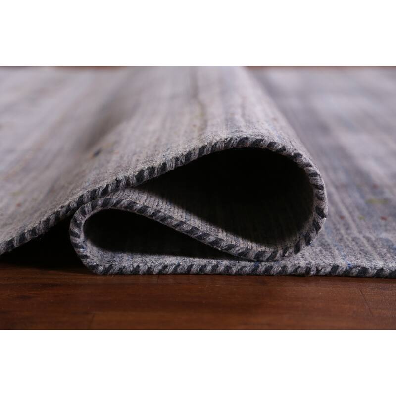 Hand Knotted Oriental 100% Wool Carpet Tribal Animal Pictorial Greys & Charcoal Gabbeh Area Rug - 9' 8'' X 7' 10''