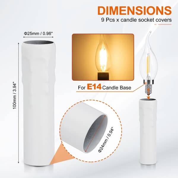 dimension image slide 20 of 39, Candle Covers Sleeves, Socket Sleeves for Candelabra Base Bulbs