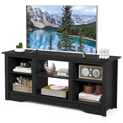Gymax 58'' TV Stand Entertainment Center w/ 3-Adjustable Shelves for