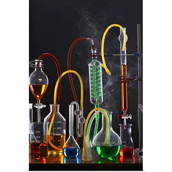 "Science equipment including test tubes and flasks" Poster Print