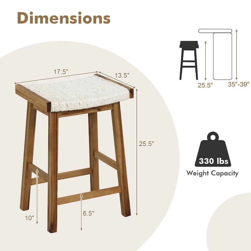 Gymax Set of 4 Saddle Bar Stools 25.5'' Counter Height Dining Stools