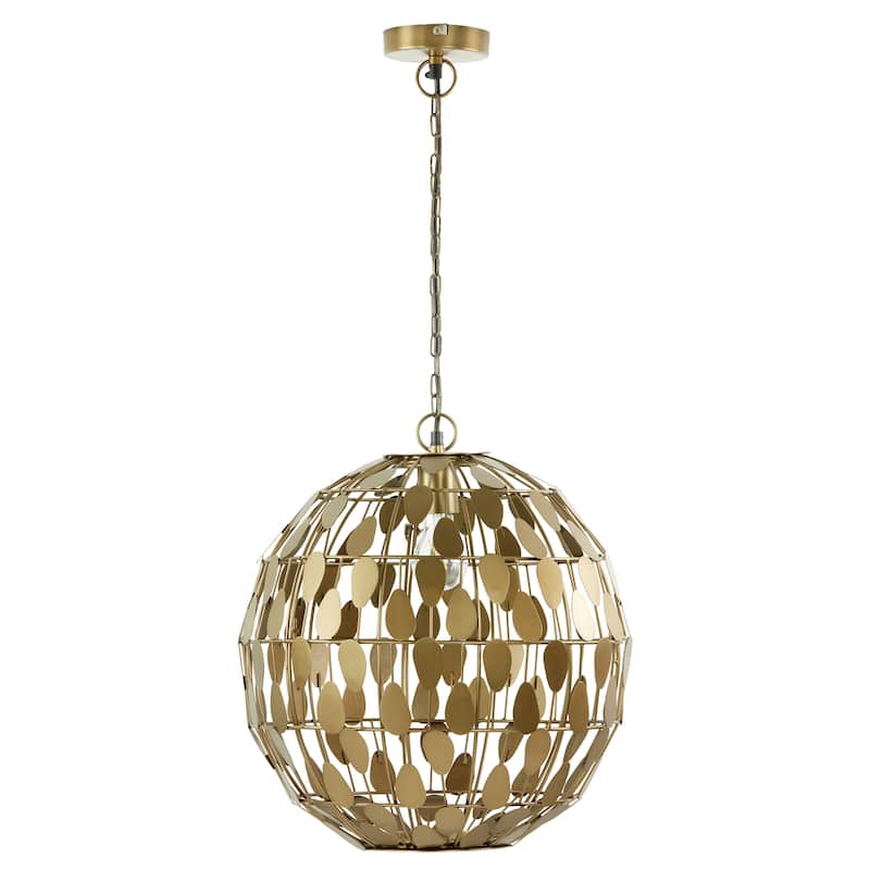 Lena River of Goods Gold Metal 16-Inch Pendant Light with Adjustable Hanging Cord - 16" x 16" x 18/77"