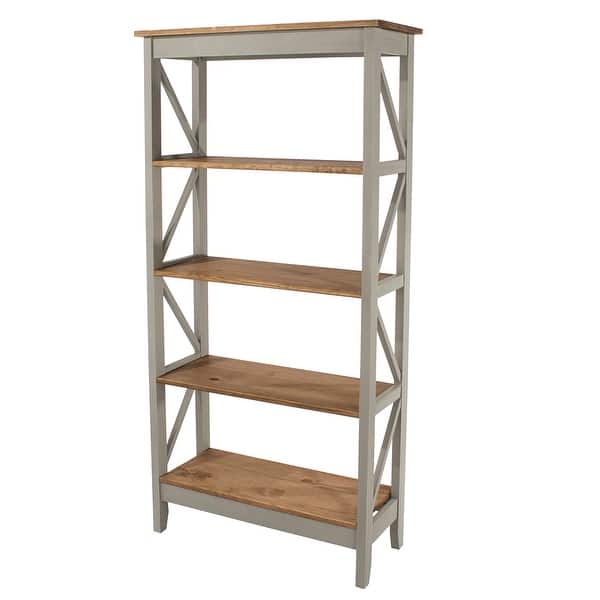 slide 1 of 4, Wood Shelf Unit 5 Tier Corona Gray | Furniture Dash