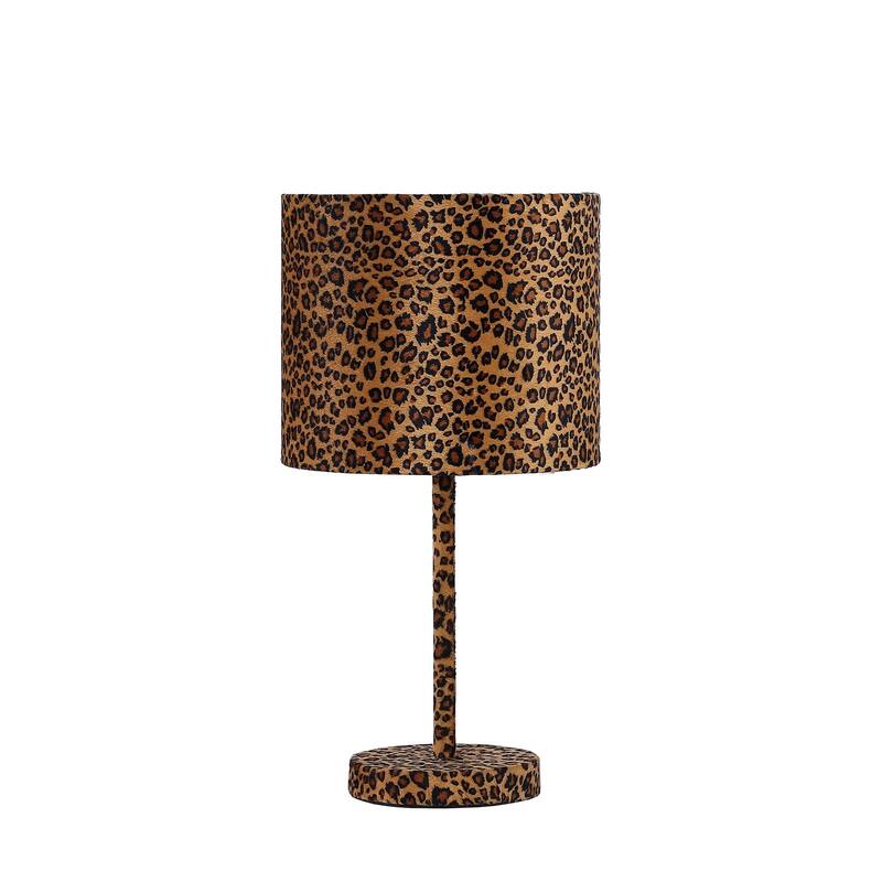 HomeRoots 19" Modern Faux Leopard Print Suede Table Lamp - 10