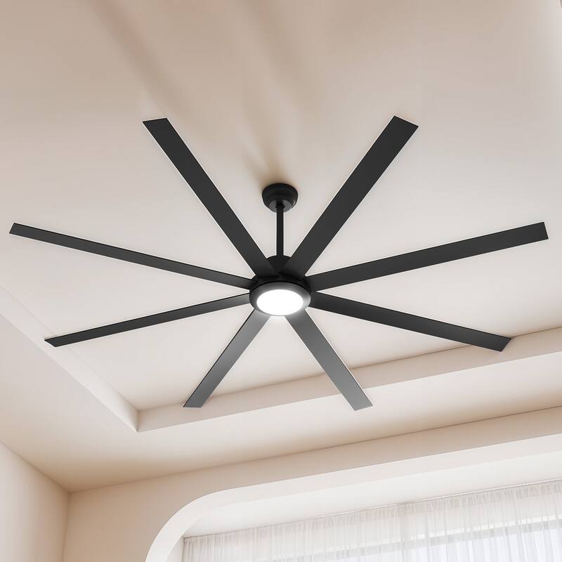 84 Inch 8 Blade Ceiling Fan with Light Remote and Quiet DC Motor - 84 Inches
