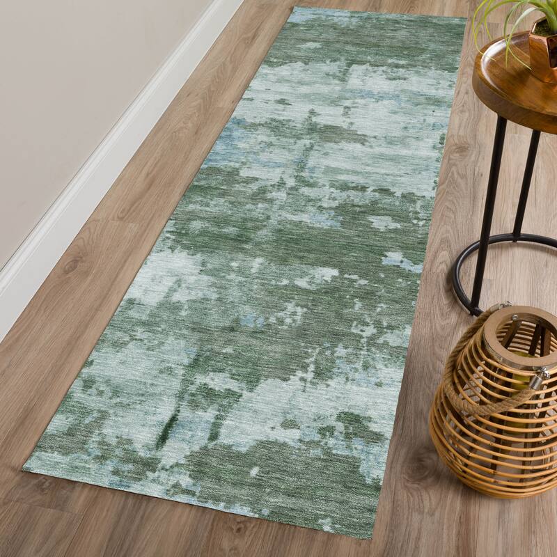 Machine Washable Indoor/ Outdoor Crouppen Modern Chantille Rug