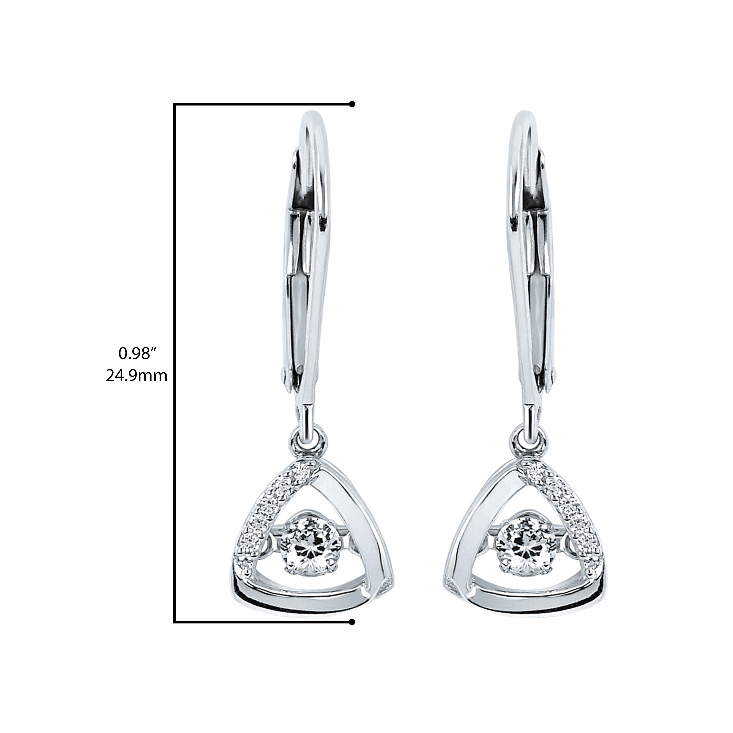 1/10 cttw., H-I Color, I1-I2 Clarity 925 Sterling Silver Dancing Diamond Dainty Heart Earrings 