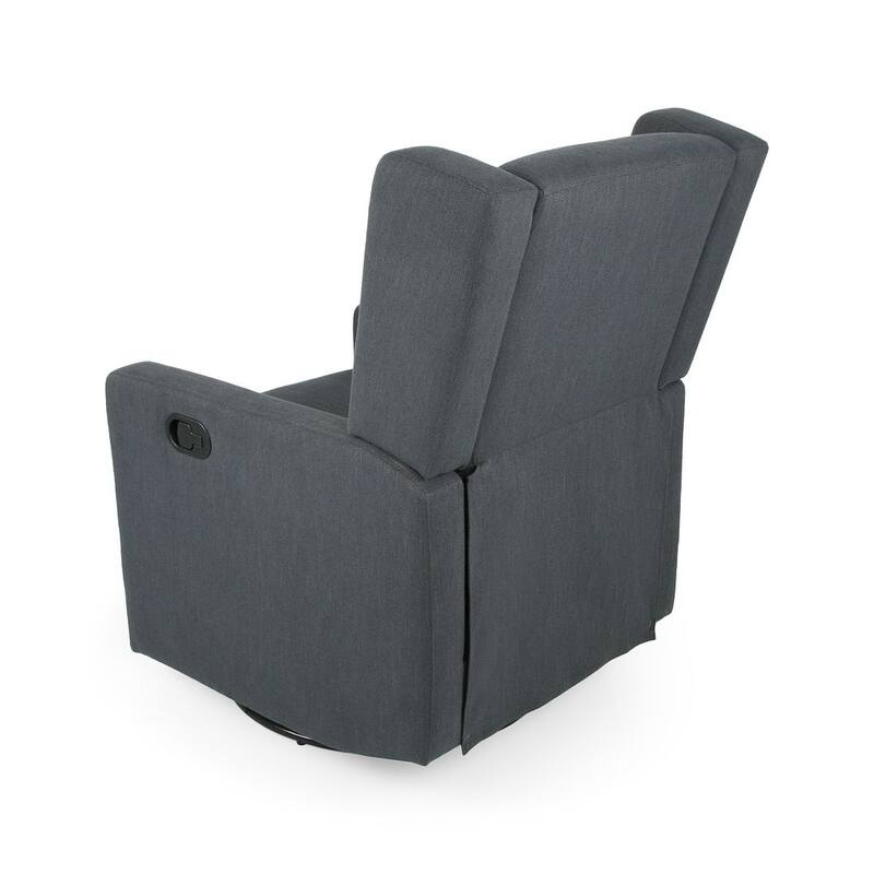 Charcoal Fabric Swivel Glider Recliner with Wingback Design by Christopher Knight Home