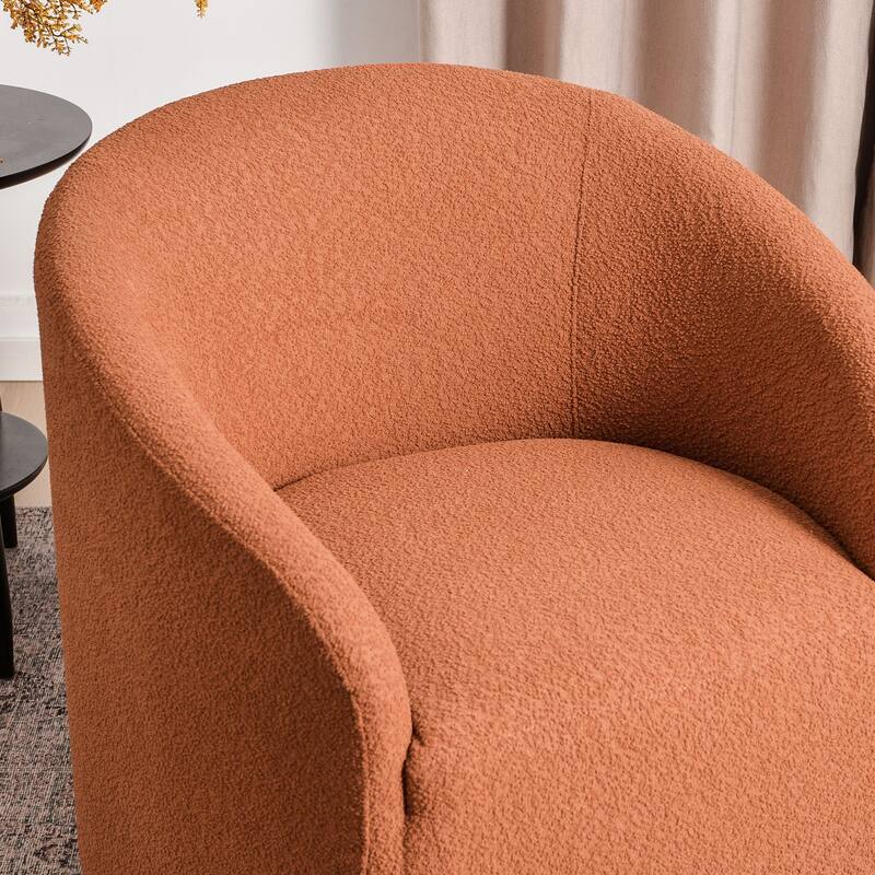 KINWELL 32"W Boucle Upholstered Swivel Barrel Accent Armchair