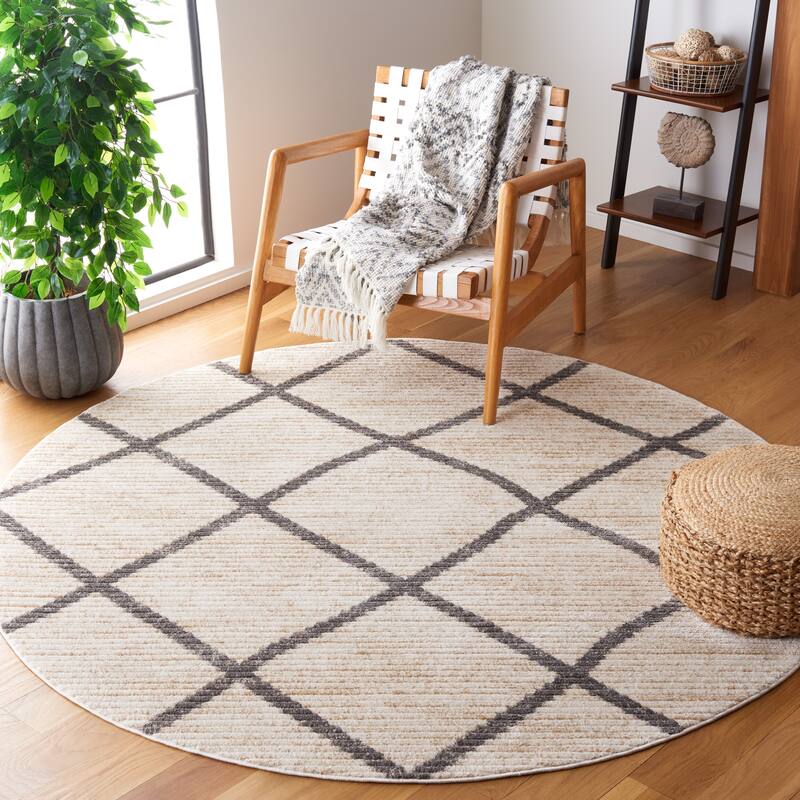 SAFAVIEH Marrakech Amrita Trellis Rug - 6'7" Round - Beige/Grey