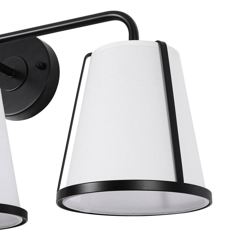 Bohemian 3-Light Ivory Fabric Shade Vanity Wall Light 24.4 in