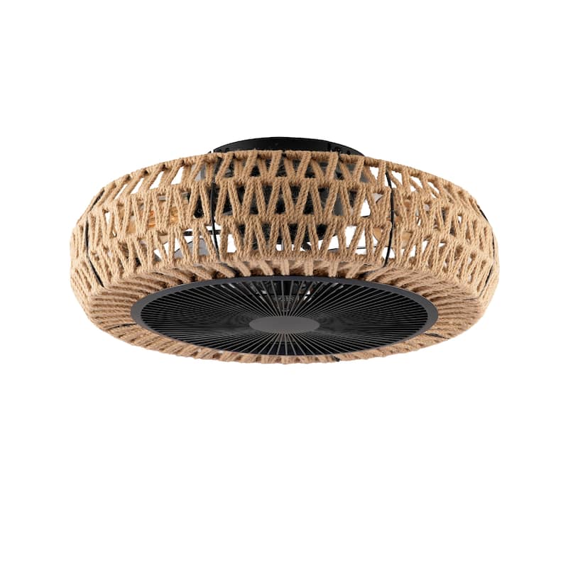 20" Vintage Rope Fan Light with Remote Control - Matte Black