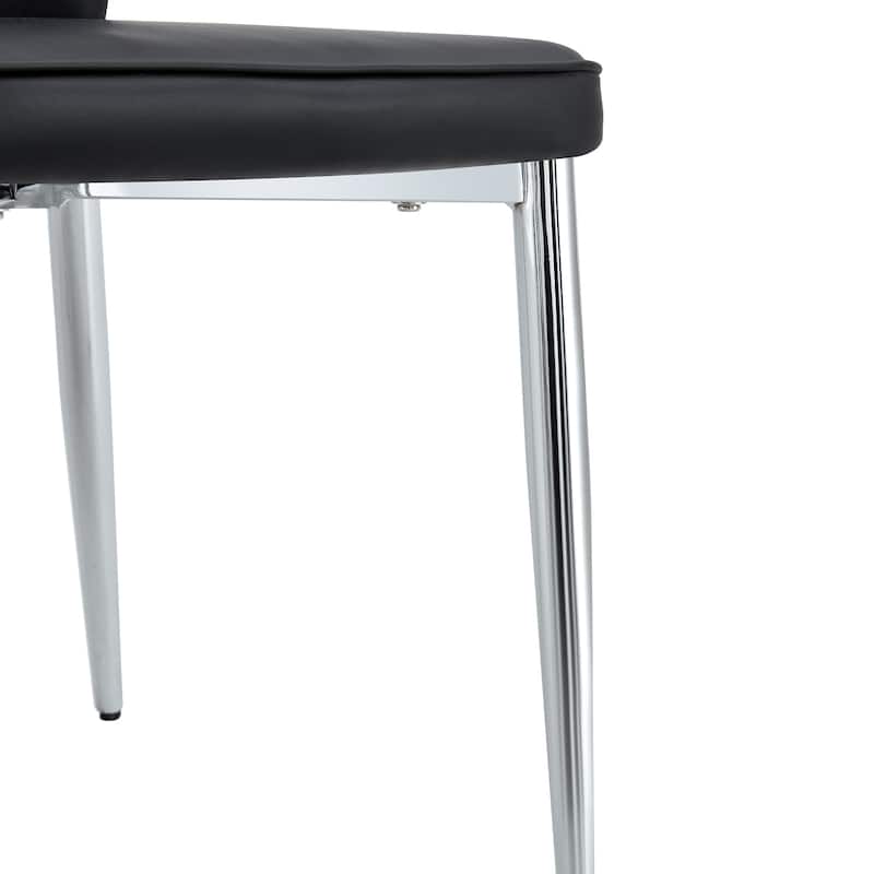 Four black dining chairs,Modern chairs from the Middle Ages. Made of PU material cushion and silver metal legs