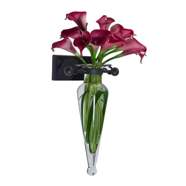 slide 1 of 3, Clear Amphora Vase with Iron Sconce