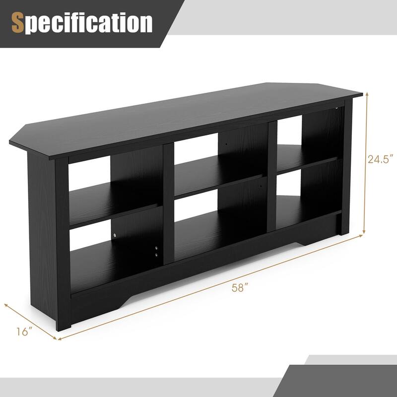 Costway 58" TV Stand with 6 Open Storage Shelves Shelf for 18 inch - See Details