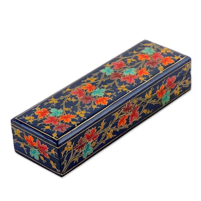 Novica Handmade Chinar Pride In Blue Papier Mache Pencil Box