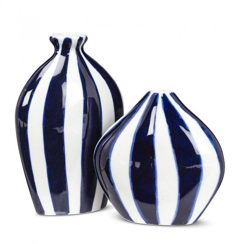 Blue And White Striped Bud Vase - Multi