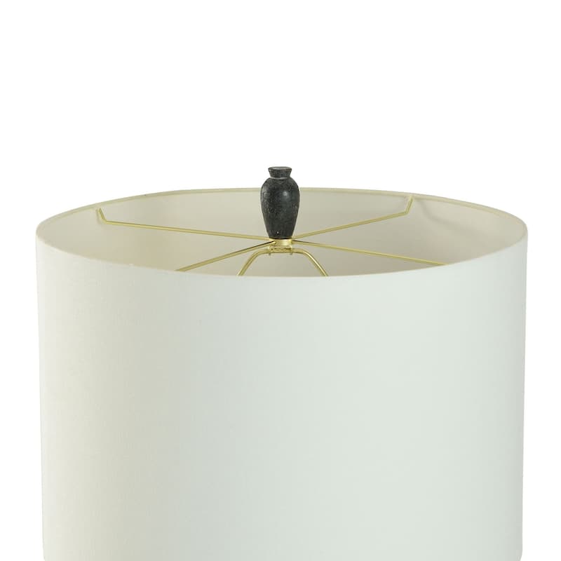 Arlo Cotta - Rustic Cement Table Lamp - Distressed Black Finish - White Shade