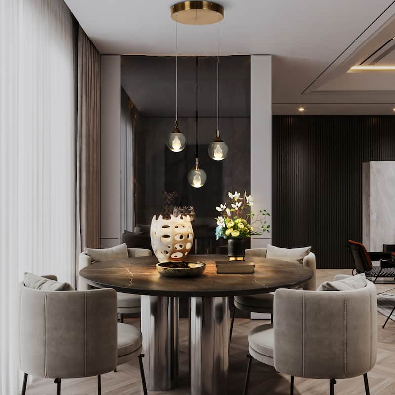Modern 3-Light LED Chandelier Island Lights for Kitchen Island - Dia. 13.8" x H 6"