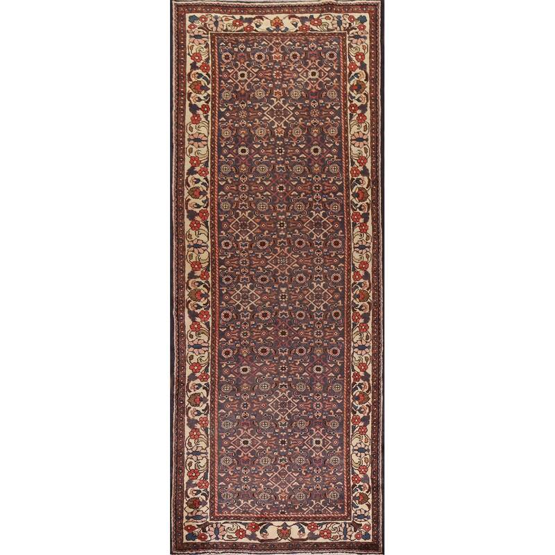 Hand Knotted Oriental 100% Wool Carpet Traditional All-Over Navy Blue & Blues Mahal Runner Rug - 10' 3'' X 3' 7''