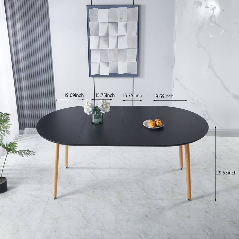Extensible Oval Dining Table for 4-6 Person, Multi-functional Office Dining Table, Kitchen Table with MDF Top & Metal legs