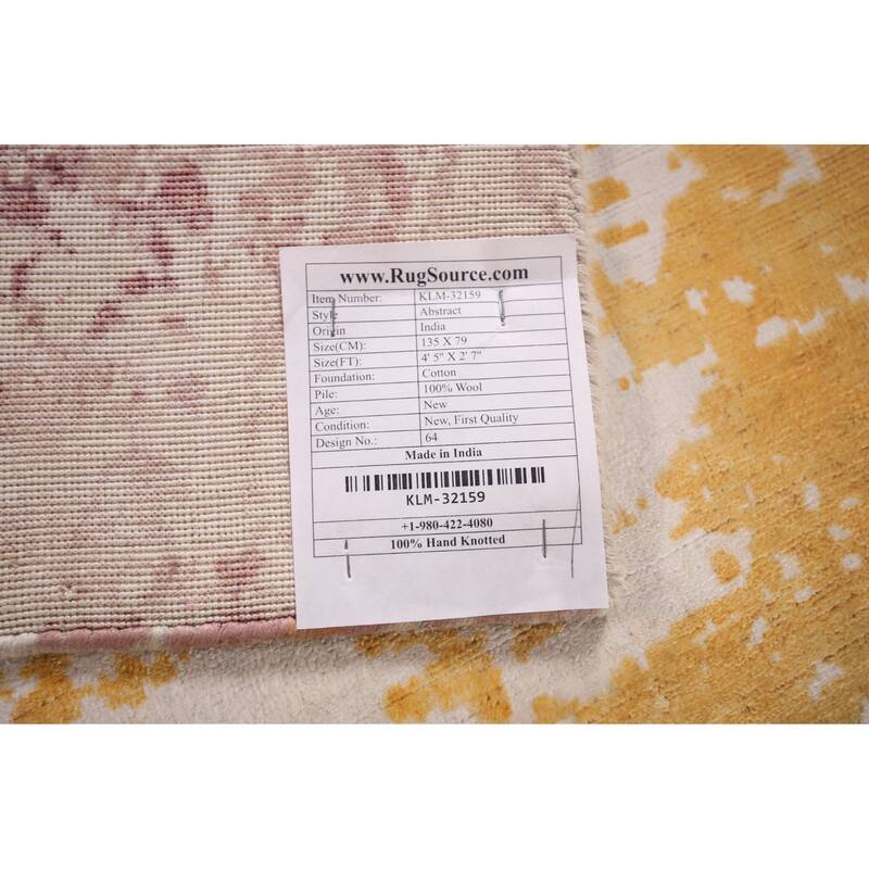 Colorful Abstract Indian Foyer Rug Handmade Wool Carpet - 2'7"x 4'5"