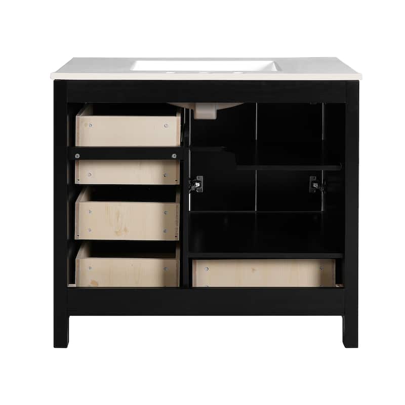 Storage Bathroom Vanity Cabinet with a Soft Closing Door and 4 Drawers